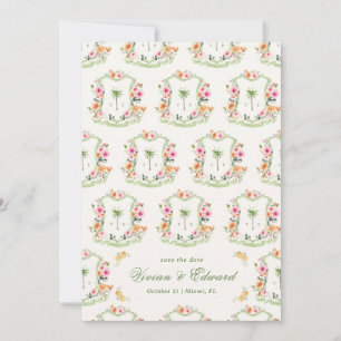 Palm Tree Crest Monogram Zomer Boho Beach Huwelijk Save The Date