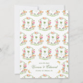 Palm Tree Crest Monogram Zomer Boho Beach Huwelijk Save The Date (Voorkant)