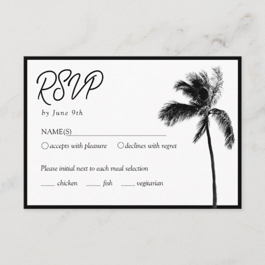 Palm Tree Custom Bat Mitzvah RSVP Behuizing Kaart (Voorkant)