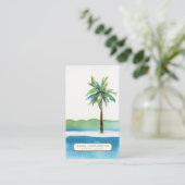 Palm Tree Custom QR Code Scannable Travel Agent Visitekaartje (Staand voorkant)
