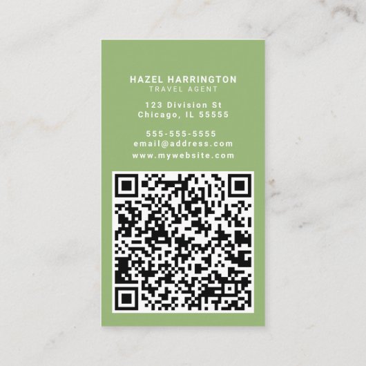 Palm Tree Custom QR Code Scannable Travel Agent Visitekaartje (Achterkant)