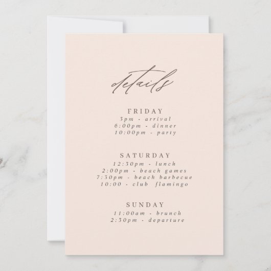 Palm Tree Destination Bachelorette Weekend Kaart (Achterkant)