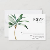 Palm Tree Destination Bruiloft RSVP Response Kaart (Voorkant)