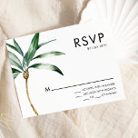 Palm Tree Destination Bruiloft RSVP Response Kaart<br><div class="desc">Deze palmboom bestemming bruiloft rsvp response card design heeft tropische waterverf palmbomen op een heldere witte achtergrond die de dromerige sfeer van een bestemmingsbruiloft oproepen. dit ontwerp straalt de romance uit van zandoevers en zwaaiende palmen, ideaal voor koppels die op zoek zijn naar een echt onvergetelijk feest. Voor gepersonaliseerde coördinatie...</div>