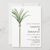 Palm Tree Destination Eenvoudige Fotobruiloft Kaart (Voorkant)