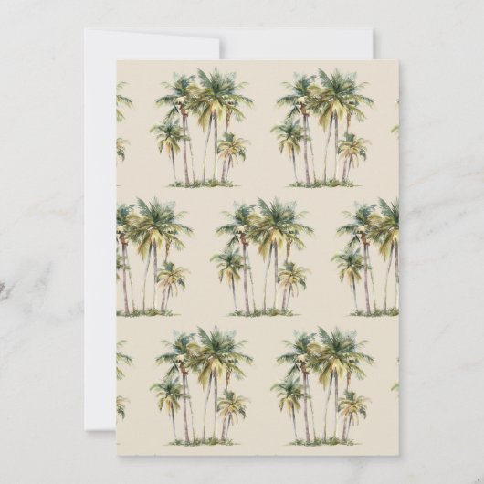 Palm Tree Destination Elegant Coastal Wedding Save The Date (Achterkant)