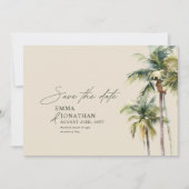 Palm Tree Destination Elegant Coastal Wedding Save The Date (Voorkant)