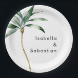 Palm Tree Destination Trouwpapier Borden Papieren Bordje<br><div class="desc">Deze palmboom bestemming bruiloft papieren borden ontwerp beschikt over tropische waterverf palmbomen op een heldere witte achtergrond die de dromerige sfeer van een bestemmingsbruiloft oproepen. dit ontwerp straalt de romance uit van zandoevers en zwaaiende palmen, ideaal voor koppels die op zoek zijn naar een echt onvergetelijk feest. Voor gepersonaliseerde coördinatie...</div>