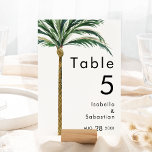 Palm Tree Destination Trouwtafel nummer Kaart<br><div class="desc">Deze palmboom bestemming bruiloft tafel nummer kaart ontwerp beschikt over tropische waterverf palmbomen op een heldere witte achtergrond die de dromerige sfeer van een bestemming bruiloft oproepen. dit ontwerp straalt de romance van zandoevers en zwaaiende palmen, ideaal voor koppels op zoek naar een echt onvergetelijke feest. Voor gepersonaliseerde coördinatie of...</div>