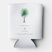 Palm Tree Destination Weddennames & Date Can Coo Blikjeskoeler (Voorkant)
