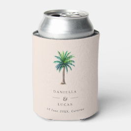 Palm Tree Destination Wedding Blush Names & Date Blikjeskoeler