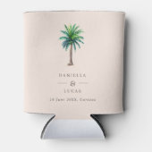Palm Tree Destination Wedding Blush Names & Date Blikjeskoeler (Voorkant)