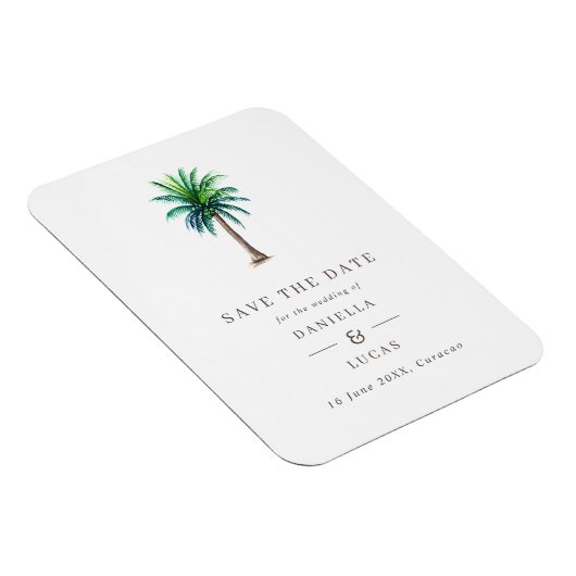 Palm Tree Destination Wedding Save the Date Magneet (Rechterzijde)