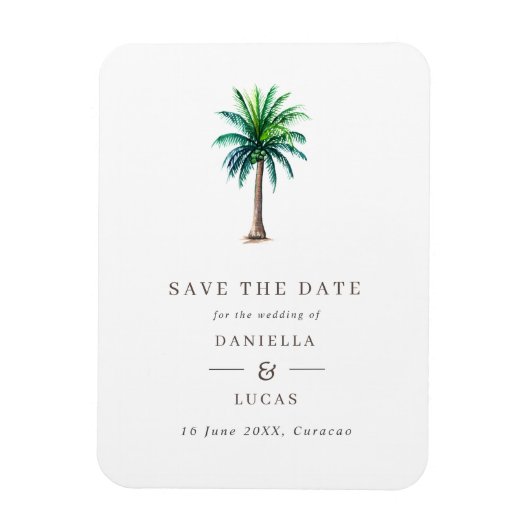 Palm Tree Destination Wedding Save the Date Magneet (Verticaal)