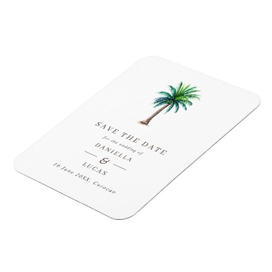 Palm Tree Destination Wedding Save the Date Magneet (Linkerzijde)