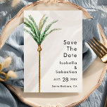 Palm Tree Destination Wedding Simple Save the Date<br><div class="desc">Dit eenvoudige ontwerp met uitzondering van de datum, heeft palmbomen met tropische waterverf op een felle witte achtergrond die de dromerige sfeer van een huwelijksbestemming oproepen. dit ontwerp straalt de romance uit van zandstranden en wuivende palmen, ideaal voor koppels die op zoek zijn naar een echt onvergetelijk feest. Voor persoonlijke...</div>