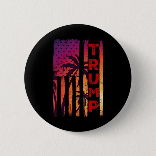 Palm Tree Distressed American Flag at Suns Ronde Button 5,7 Cm (Voorkant)