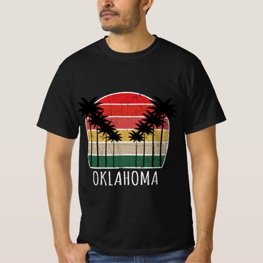 Palm Tree Distressed Oklahoma - Strandontwerp T-shirt (Voorkant)