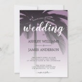 Palm Tree Dusty Lavender Beach Wedding Kaart (Voorkant)