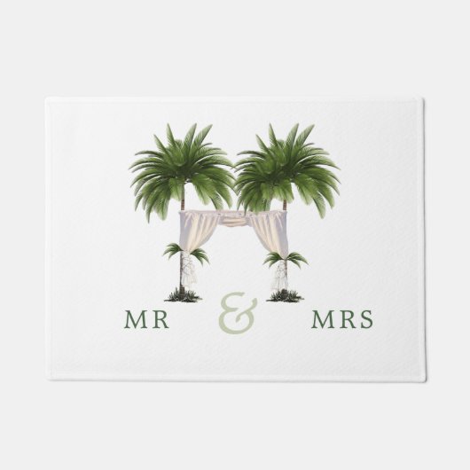 Palm Tree Elegant Modern Chic Wedding Momento Deurmat (Voorkant)