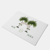 Palm Tree Elegant Modern Chic Wedding Momento Deurmat (Schuin)