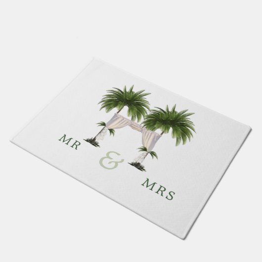 Palm Tree Elegant Modern Chic Wedding Momento Deurmat (Schuin)