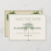Palm Tree Elegant Modern Wedding Save the Date (Voorkant / Achterkant)