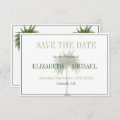 Palm Tree Elegant Modern Wedding Save the Date (Voorkant / Achterkant)