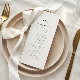 Palm Tree Elegant Script Modern Tropical Wedding Menu
