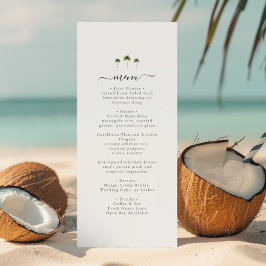 Palm Tree Elegant Script Modern Tropical Wedding Menu