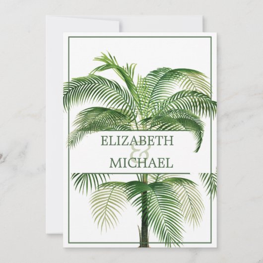 Palm Tree Elegant Wedding Chic Modern Rehearsal Kaart (Achterkant)