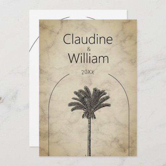 Palm Tree Elegante bruiloft repetitie diner Kaart (Voorkant / Achterkant)