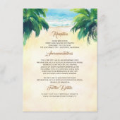Palm Tree en Seaside bruiloft details Informatiekaartje (Voorkant)
