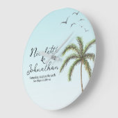 Palm Tree en Vogels Eenvoudige Strand Bruiloft Grote Klok (Hoek)