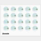 Palm Tree en Vogels Eenvoudige Strand Bruiloft Ronde Sticker (Vel)