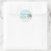 Palm Tree en Vogels Eenvoudige Strand Bruiloft Ronde Sticker (Tas)