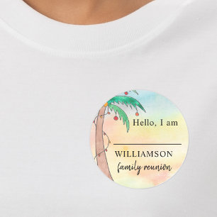 Palm Tree Family Reunion Naam Tag Ronde Sticker