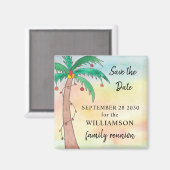 Palm Tree Family Reunion Save the Date Magneet (Voorkant / Achterkant)