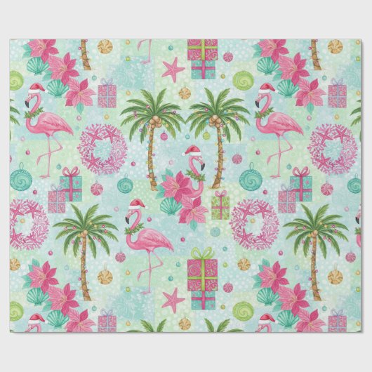 Palm Tree Flamingo Tropical Vibes Cadeaupapier (Vlak)