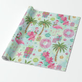 Palm Tree Flamingo Tropical Vibes Cadeaupapier (Uitgerold)
