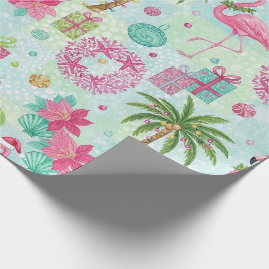 Palm Tree Flamingo Tropical Vibes Cadeaupapier (Hoek)