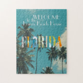 Palm Tree Florida Beach House aan Favorieten toege Legpuzzel (Verticaal)