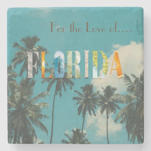 Palm Tree Florida Beach Stone Onderzetter (Voorkant)