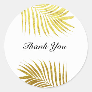 Palm Tree Foliage Gold Foil Leaf Weddenschap Bedan Ronde Sticker