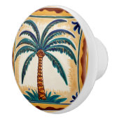 Palm Tree Geel Bruin & Groen strandhuis decor Keramische Knop (Rechts)