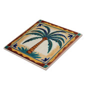 Palm Tree Geel Bruin & Groen strandhuis decor Tegeltje (Zijkant)