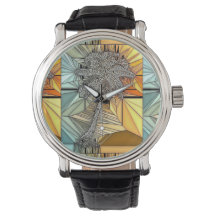 Palm Tree Glas in lood Style Watch