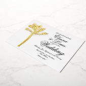 Palm Tree Gold Black Summer Weddenschap geperst Folie Uitnodiging (Gedraaid)