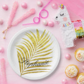 Palm Tree Gold Foil Leaders Name Unique Glittery Papieren Bordje (Feest)