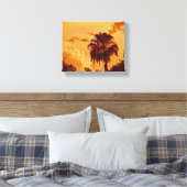 Palm Tree Gouden Uur Uitgerekt Canvas Print (Insitu (Slaapkamer))